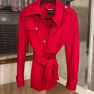 Express Women's Vibrant Red Trench Coat
